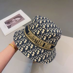 Christian Dior Bucket Hat D-Oblique Motif Cotton Blue