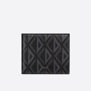 Dior Bi-Fold Wallet CD Diamond Motif Canvas Black