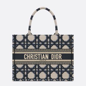 Dior Book Tote Macrocannage Motif Canvas Blue