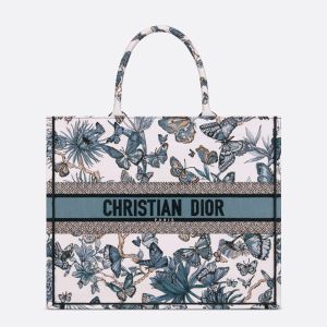 Dior Book Tote Toile de Jouy Mexico Motif Canvas White/Blue