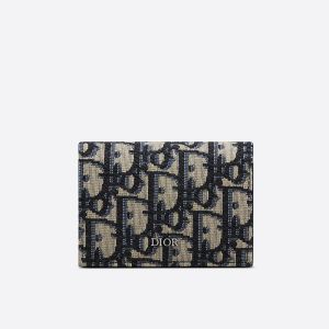 Dior Business Card Holder Oblique Motif Canvas Blue