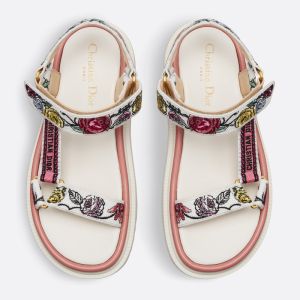 Dior D-Wave Sandals Women Florilegio Motif Canvas White