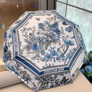 Dior Mini Unbrella Toile de Jouy Mexico Motif Polyester White/Blue