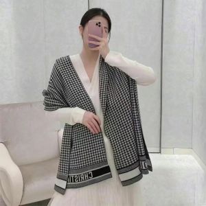 Dior Scarf Micro Houndstooth Motif Cashmere Black