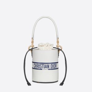 Small Dior Vibe Bucket Bag Smooth Calfskin White