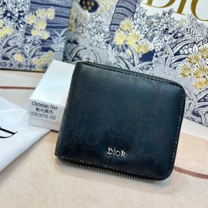 Dior Zipped Wallet Oblique Galaxy Leather Black