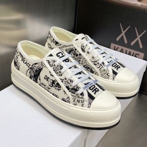 Walk'N'Dior Platform Sneakers Unisex Plan de Paris Motif Canvas White