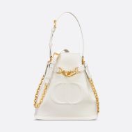 Medium C'est Dior Bag CD-Embossed Calfskin White