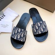 Christian Dior Dway Slides Women Oblique Motif Canvas Blue