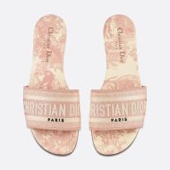 Christian Dior Dway Slides Women Toile De Jouy Motif Canvas Cherry