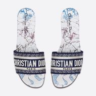 Christian Dior Dway Slides Women Around The World Motif Canvas Blue