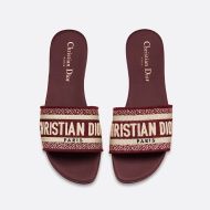 Christian Dior Dway Slides Women Canvas Burgundy