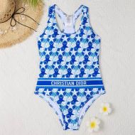 Christian Dior Racerback Swimsuit Women Etoile Motif Lycra Sky Blue