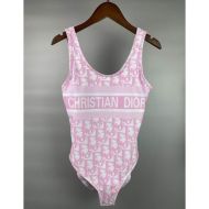 Christian Dior Swimsuit Women Oblique Motif Lycra Pink