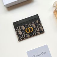 Dior 30 Montaigne Card Holder Oblique Motif Canvas With CD Icon Signature Blue