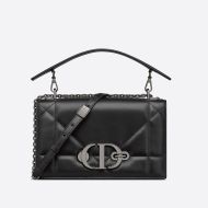 Dior 30 Montaigne Chain Bag with Handle Maxicannage Lambskin Black