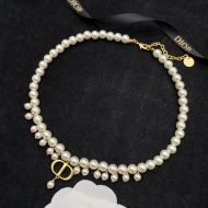 Dior 30 Montaigne Choker Gold-Finish Metal and White Resin Pearls Gold