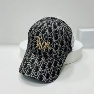 Dior Baseball Cap Shawn Logo Oblique Motif Canvas Black