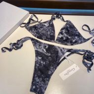 Dior Bikini Women Toile De Jouy with Bee CD Motif Lycra Black