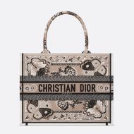 Dior Book Tote Butterfly Bandana Motif Canvas Beige