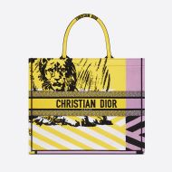 Dior Book Tote D-Jungle Pop Motif Canvas Yellow/Pink