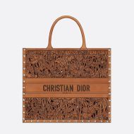 Dior Book Tote Rosette Calfskin Brown