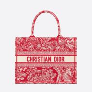 Dior Book Tote Toile De Jouy Motif Canvas Red