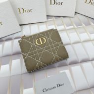 Dior Caro Dahlia Card Holder Cannage Calfskin Brown