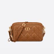 Dior Caro Double Pouch Cannage Calfskin Brown