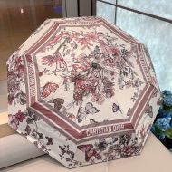 Dior Mini Unbrella Toile de Jouy Mexico Motif Polyester White/Pink