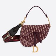 Dior Saddle Bag Oblique Motif Canvas Burgundy