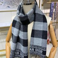 Dior Scarf Check'N'Dior Motif Wool and Angora Black