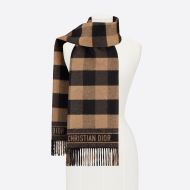 Dior Scarf Check'N'Dior Motif Wool and Angora Khaki