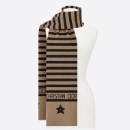 Dior Scarf D-Stripes Motif Cashmere Beige