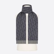 Dior Scarf Oblique Motif Cashmere and Wool Grey/Black