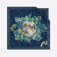 Dior Square Scarf Zodiac Motif Silk Blue