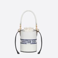 Small Dior Vibe Bucket Bag Smooth Calfskin White