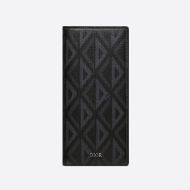 Large Dior Vertical Wallet CD Diamond Motif Canvas Black