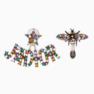 J'Adior Earrings Antique Metal with Multicolor Crystals Silver