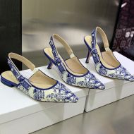 J'Adior Slingback Pumps Women Jardin d'Hiver Motif Canvas Blue