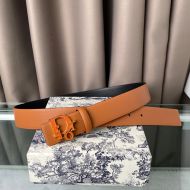 Lady Dior Belt Enameled Calfskin Brown