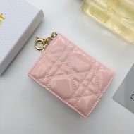 Lady Dior Flap Card Holder Patent Cannage Calfskin Pink