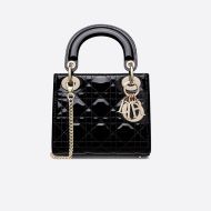 Mini Lady Dior Bag Patent Cannage Calfskin Black