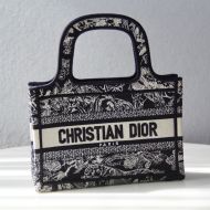 Mini Dior Book Tote Toile De Jouy Motif Canvas Navy Blue