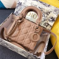 Mini Lady Dior Bag Ultramatte Calfskin Apricot