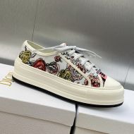 Walk'n'Dior Platform Sneakers Unisex Florilegio Motif Canvas White/Pink