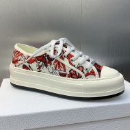 Walk'n'Dior Platform Sneakers Unisex Le Coeur des Papillons Motif Canvas Red