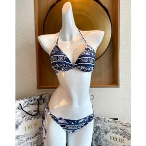 Christian Dior Bikini Women Toile De Jouy Motif Lycra Blue