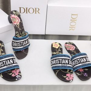 Christian Dior Dway Slides Women Petites Fleurs Motif Canvas Black