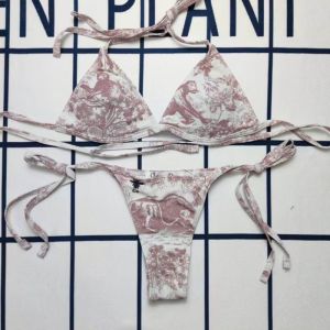 Dior Bikini Women Toile De Jouy with Bee CD Motif Lycra White